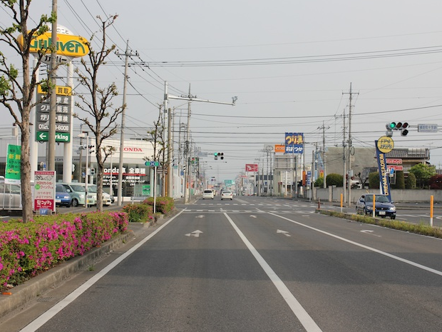 連取十字路本庄方面より